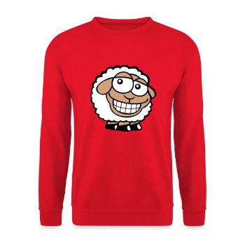 Sheep Grin Looks Stupid Cheeky Smile Happy - Unisex Sweatshirt - red - Front - Alina (178cm) & Michal (187cm)