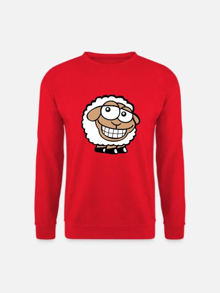 Schaf Grinsen Guckt Doof Frech Lächeln Glücklich - Unisex Pullover - Rot