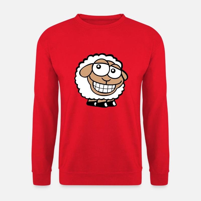 Schaf Grinsen Guckt Doof Frech Lächeln Glücklich - Unisex Pullover - Rot