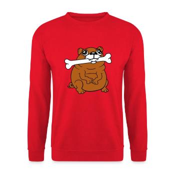 Carlin Chien Os Bouche FaimYummy Happy Cool - Sweat-shirt Unisexe - rouge - Devant - Alina (178cm) & Michal (187cm)