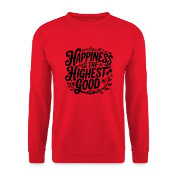 Happiness Is the Highest Good - Floral Typography - Unisex Sweatshirt - red - Front - Alina (178cm) & Michal (187cm)
