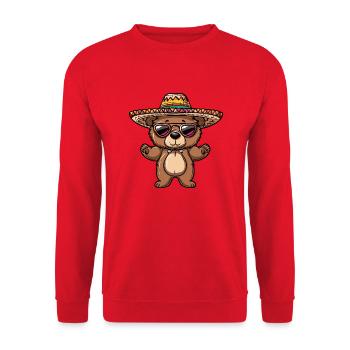 Bear Comic Funny Sombrero - Unisex Sweatshirt - red - Front - Alina (178cm) & Michal (187cm)