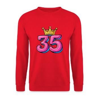 35 Zahl Krone - Unisex Pullover - Rot - Vorne - Alina (178cm) & Michal (187cm)
