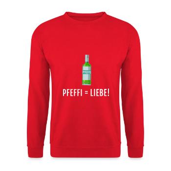 Pfefferminz Likör Pfeffi Vatertag Sauf - Unisex Pullover - Rot - Vorne - Alina (178cm) & Michal (187cm)