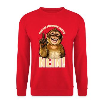 Et la réponse est non ! Singe Drôle - Sweat-shirt Unisexe - rouge - Devant - Alina (178cm) & Michal (187cm)