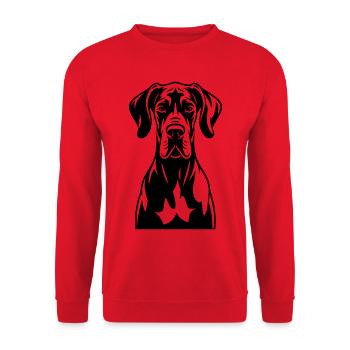 Dogge Frontal  - Unisex Pullover - Rot - Vorne - Alina (178cm) & Michal (187cm)