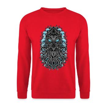 Masque Cthulhu Kraken Abyssal Bleu et Noir Totem - Sweat-shirt Unisexe - rouge - Devant - Alina (178cm) & Michal (187cm)