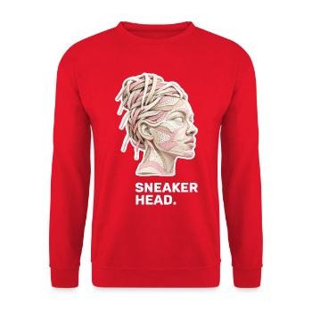 Weibliche Sneakerhead – Sneaker-Girl - Unisex Pullover - Rot - Vorne - Alina (178cm) & Michal (187cm)