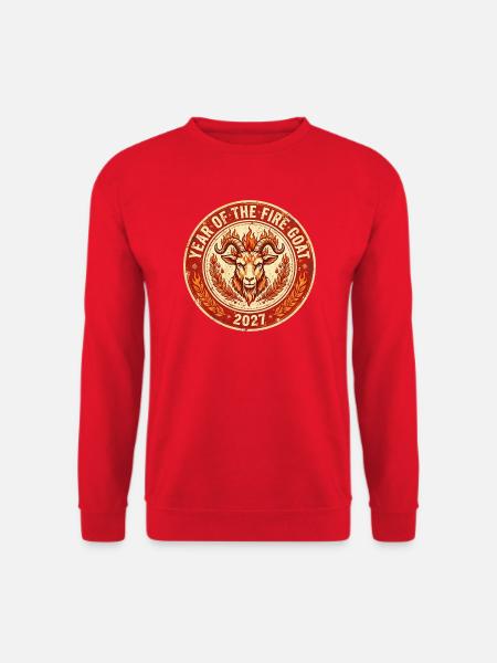 Year Of The Fire Goat 2027 Shirt | Vintage Fire Go - Unisex Pullover - Rot