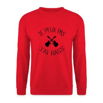 Je peux pas j'ai Bass - Sweat-shirt Unisexe - rouge - Devant - Alina (178cm) & Michal (187cm)