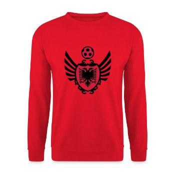 Fußball Wappen (Albanien) - Unisex Pullover - Rot - Vorne - Alina (178cm) & Michal (187cm)
