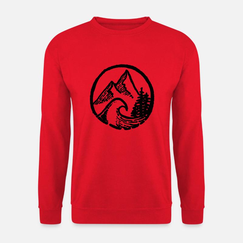 Logo Mountains, Forest & Wave - Unisex Sweatshirt - red