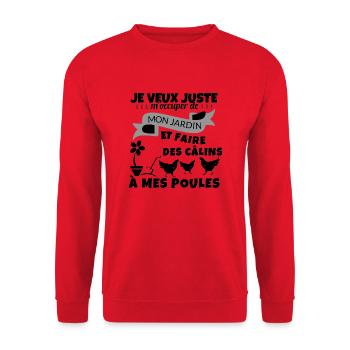 Mon Jardin et mes poules Cadeau - Sweat-shirt Unisexe - rouge - Devant - Alina (178cm) & Michal (187cm)