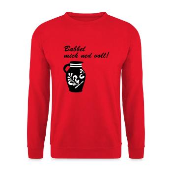 Babbel mich ned voll! #Bembel - Unisex Pullover - Rot - Vorne - Alina (178cm) & Michal (187cm)