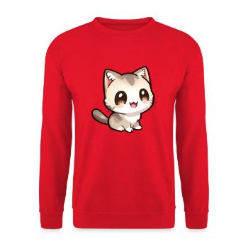 Mignon petit chat chibi - Sweat-shirt Unisexe - rouge - Devant - Alina (178cm) & Michal (187cm)