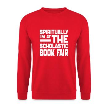 Geistlich bin ich auf der Scholastic Book Fair - Unisex Pullover - Rot - Vorne - Alina (178cm) & Michal (187cm)