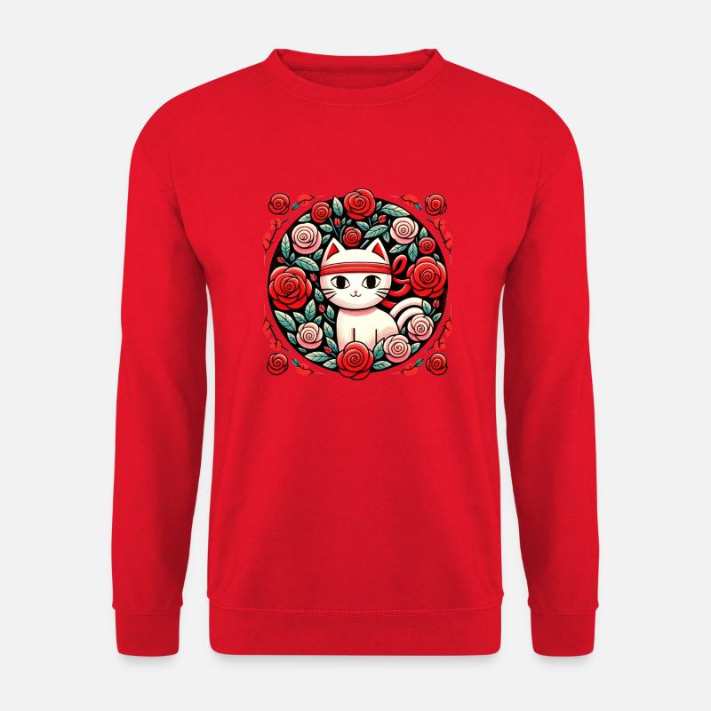 Rote Ninja-Katze - Unisex Pullover - Rot