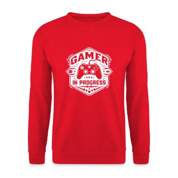 Gamer in Progress - Unisex Pullover - Rot - Vorne - Alina (178cm) & Michal (187cm)