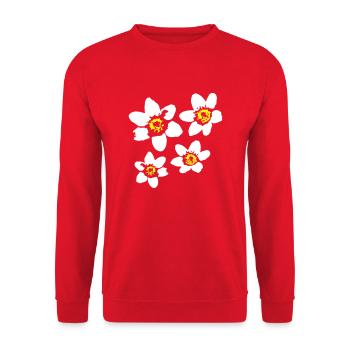 4 Marguerites Blanches Fleurs Printemps Été Fleurs - Sweat-shirt Unisexe - rouge - Devant - Alina (178cm) & Michal (187cm)