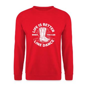 Tanzvergnügen im Western-Stil - Unisex Pullover - Rot - Vorne - Alina (178cm) & Michal (187cm)