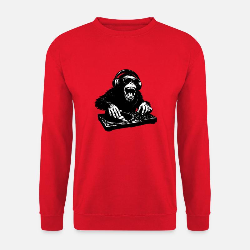 Cooler DJ Affe am Mischpult - Unisex Pullover - Rot