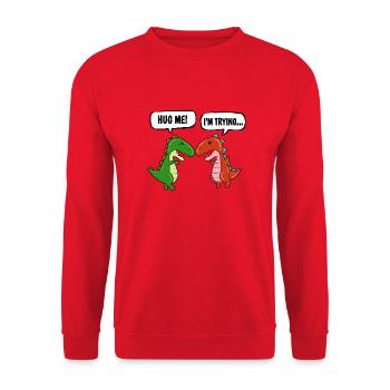 Hug Me T-Rex Dinosaure Dino Tyrannosaure - Sweat-shirt Unisexe - rouge - Devant - Alina (178cm) & Michal (187cm)