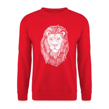 Leo White Tattoo Zodiac Ink Drawing - Unisex Sweatshirt - red - Front - Alina (178cm) & Michal (187cm)