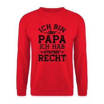 Papa hat Recht schlau klug lustige Sprüche Vater - Unisex Pullover - Rot - Vorne - Alina (178cm) & Michal (187cm)