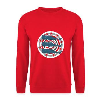 Winter Pottwale auf Abenteuerreise. - Unisex Pullover - Rot - Vorne - Alina (178cm) & Michal (187cm)