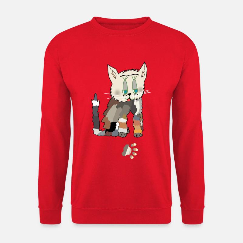 Patchwork Katze Fred Tatze - Unisex Pullover - Rot