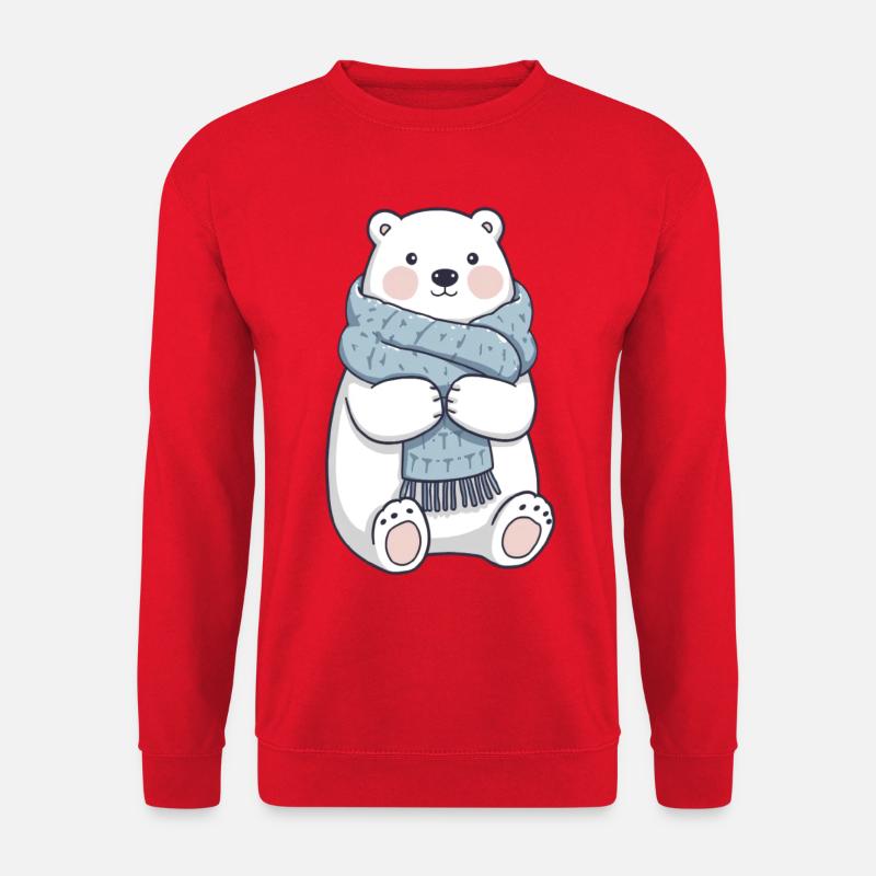 Winterbär mit Schal Kuschelmotiv - Unisex Pullover - Rot