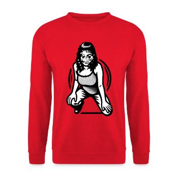 HACKER GIRL - black & white - Unisex Sweatshirt - red - Front - Alina (178cm) & Michal (187cm)