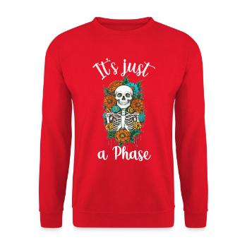 Halloween floral Skelett just a phase - Unisex Pullover - Rot - Vorne - Alina (178cm) & Michal (187cm)