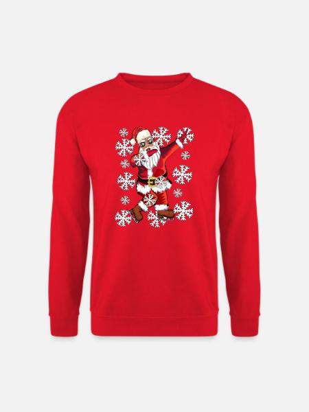 Weihnachtsmann mit coole Brillen und Schlittschuhe - Unisex Pullover - Rot