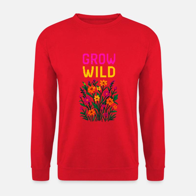 Grow Wild – Blumen Power Pixel Shirt - Unisex Pullover - Rot