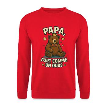 Papa fort comme un ours Humour Idée cadeau - Sweat-shirt Unisexe - rouge - Devant - Alina (178cm) & Michal (187cm)
