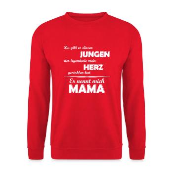 Ich liebe meinen Sohn - Mama - Unisex Pullover - Rot - Vorne - Alina (178cm) & Michal (187cm)