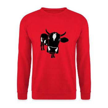kuh rind muh milch bauer farm alm heidi fleckvieh - Unisex Pullover - Rot - Vorne - Alina (178cm) & Michal (187cm)