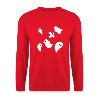 Halloween Ghosts Ghost Group Design simple - Unisex Sweatshirt - red - Front - Alina (178cm) & Michal (187cm)