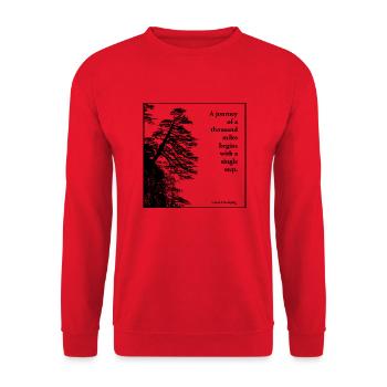 A journey of a thousand miles - Laozi - Unisex Sweatshirt - red - Front - Alina (178cm) & Michal (187cm)