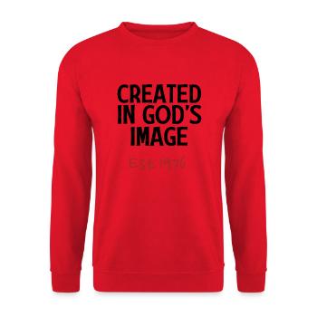 Créé à l’image de Dieu est 1976 - Sweat-shirt Unisexe - rouge - Devant - Alina (178cm) & Michal (187cm)