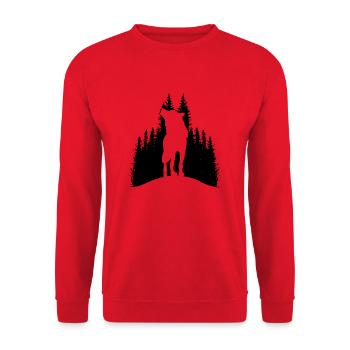 Wilder Wolf Skizze Wilde Tier Wandern Natur Seele - Unisex Pullover - Rot - Vorne - Alina (178cm) & Michal (187cm)