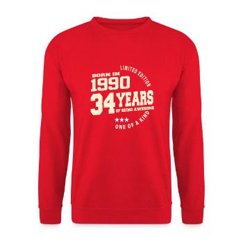1990 Vintage Born Vintage Geburtstagsgeschenk - Unisex Pullover - Rot - Vorne - Alina (178cm) & Michal (187cm)