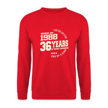 1988 Vintage Born Vintage Geburtstagsgeschenk - Unisex Pullover - Rot - Vorne - Alina (178cm) & Michal (187cm)