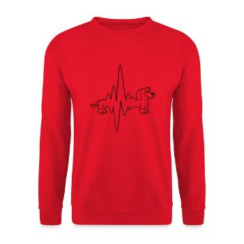 chien long teckel pouls fréquence cardiaque drôle - Sweat-shirt Unisexe - rouge - Devant - Alina (178cm) & Michal (187cm)
