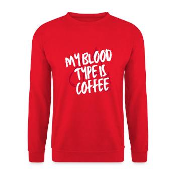 My Blood Type Is Coffee Lover - Unisex Sweatshirt - red - Front - Alina (178cm) & Michal (187cm)