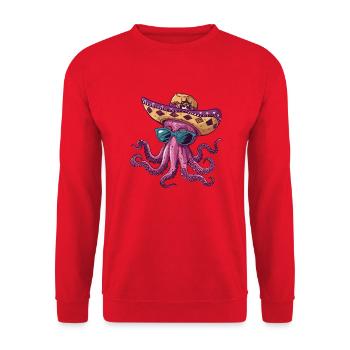 Octopus Funny Sombrero - Unisex Sweatshirt - red - Front - Alina (178cm) & Michal (187cm)