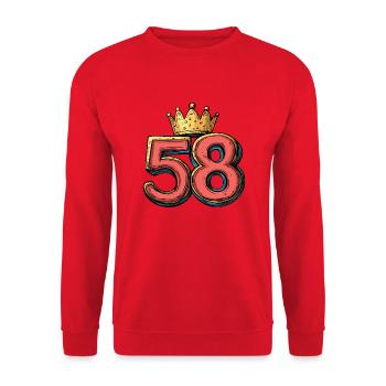 58 Zahl Krone - Unisex Pullover - Rot - Vorne - Alina (178cm) & Michal (187cm)