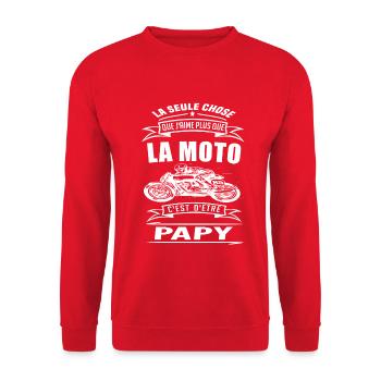 PAPY MOTARD - MOTO PAPY BIKER - - Sweat-shirt Unisexe - rouge - Devant - Alina (178cm) & Michal (187cm)
