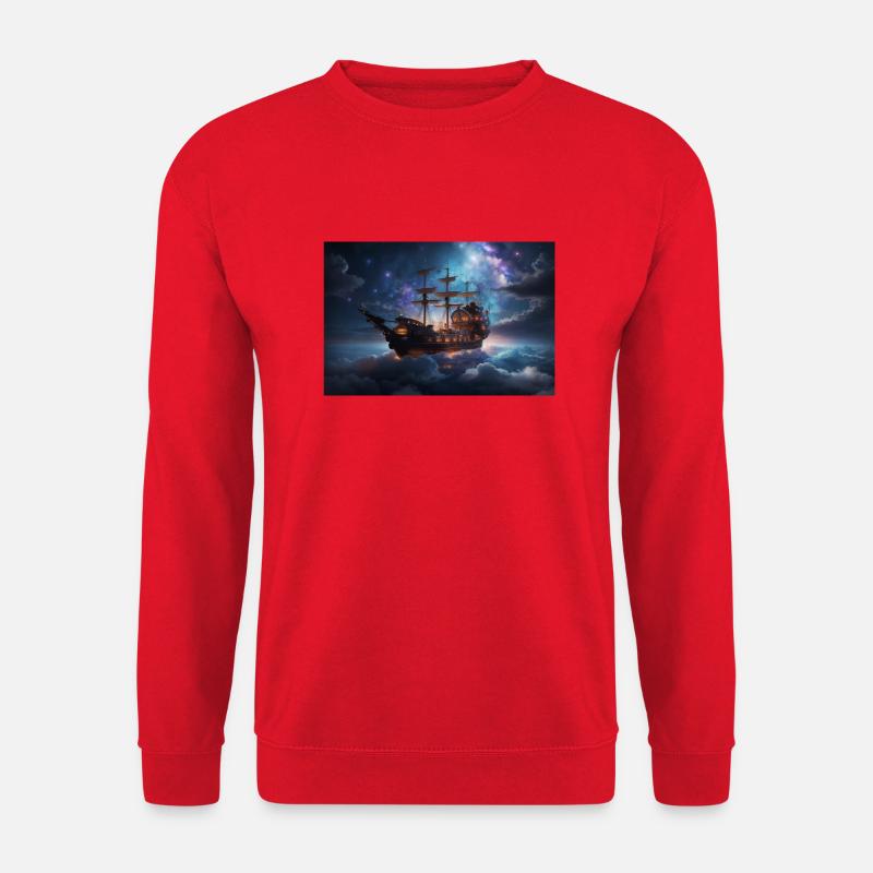 Traumhaftes Wolkenschiff - Unisex Pullover - Rot